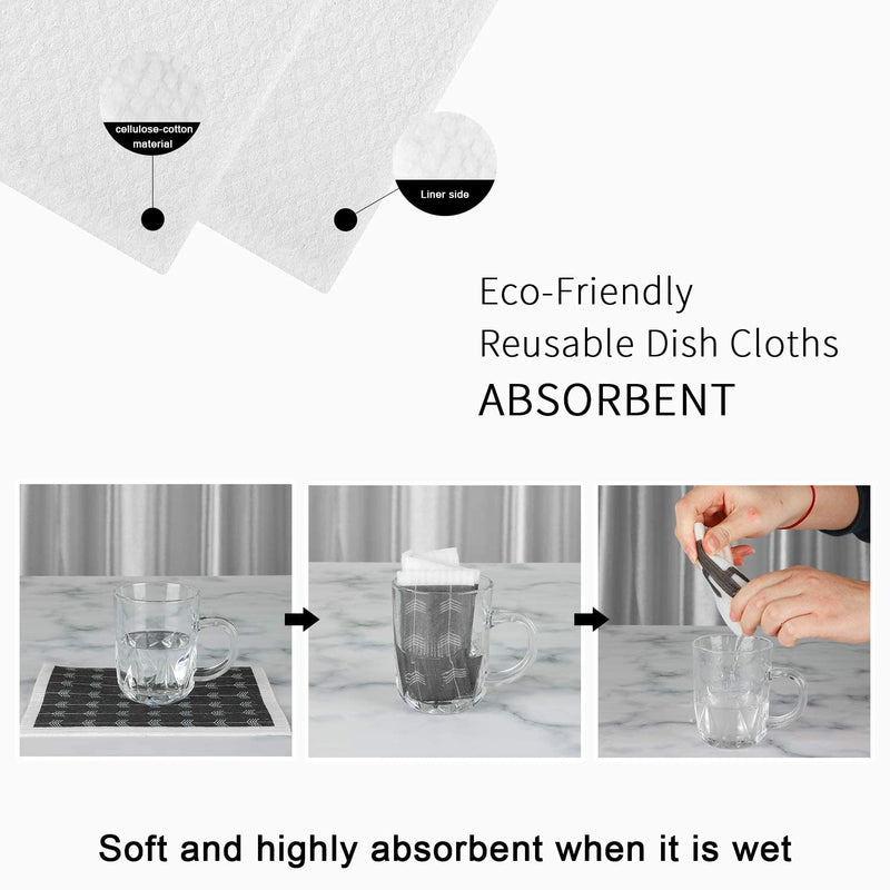 Boao 12 Pack Swedish Kitchen Dishcloths Absorbent Cellulose Sponge Cloth Reusable Cleaning Cloths No Odor Dish Towels for Kitchen, 6 Styles - BeesActive Australia