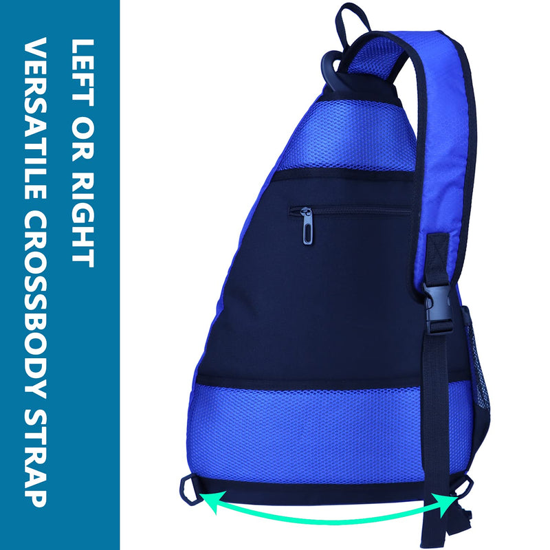 Sling Bag Sports Pickleball Bag Pickleball Backpack for Men Women Adjustable Tennis Bag for Pickleball Paddle with Fence Hook,Water Bottle Holder Blue - BeesActive Australia