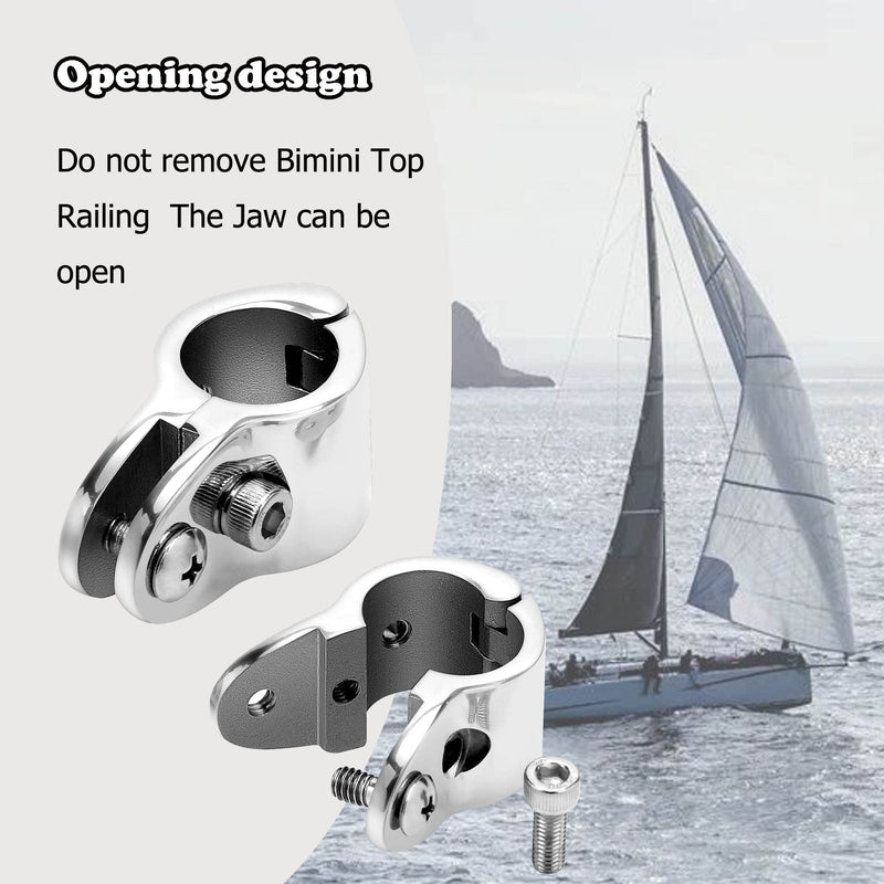 316 Stainless Steel Bimini Top Jaw Slide 7/8 Inch Stainless Bimini Hardware, Heavy Dudy Bimini Top Clamps, Hinged Jaw Slide Marine Bimini Top Hardware Bimini Track Slide Pack of 2 - BeesActive Australia