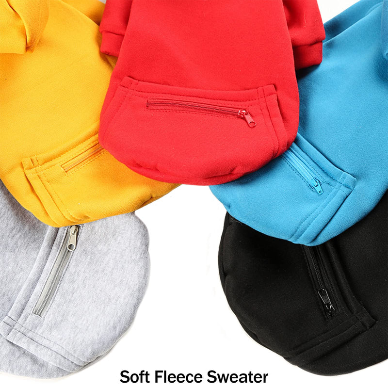 PETCARE Pet Dog Hoodie Sweater Warm Soft Fleece Sweatshirts with Pocket Fall Winter Puppy Cat Sweaters Clothes for Small Dogs Cats Chihuahua Yorkies French Bulldog Outfits M(Fit 4-6 lbs) grey - BeesActive Australia