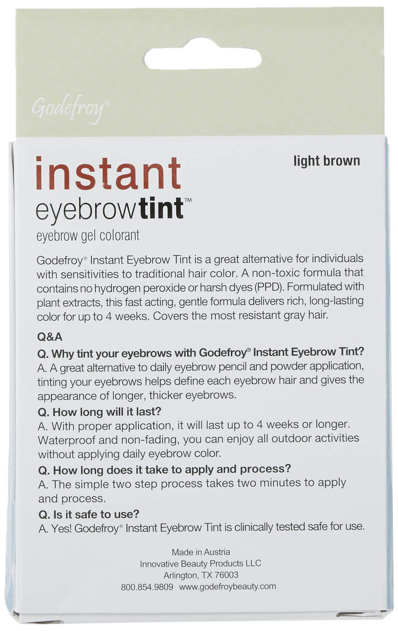 Godefroy Instant Eyebrow Color, Light Brown, 0.18 ounces, 12-weeks of long lasting, 3-applications per kit - BeesActive Australia