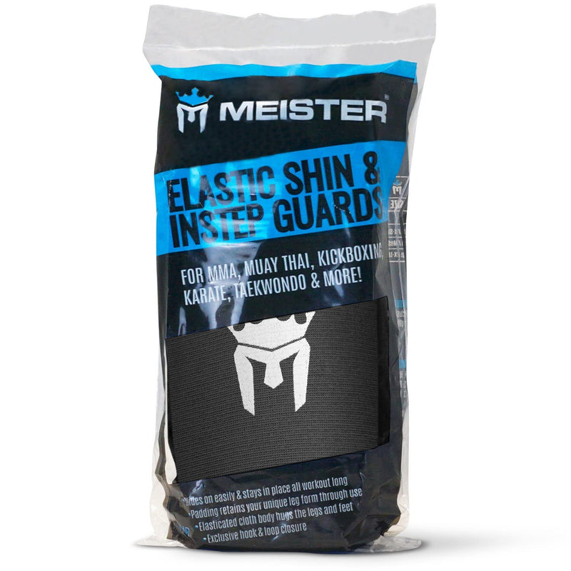Meister MMA Elastic Cloth Shin & Instep Padded Guards (Pair) Black Small/Medium - BeesActive Australia