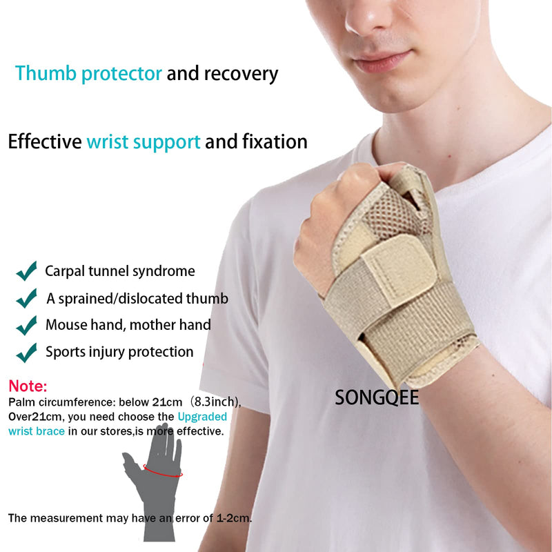 SONGQEE Wrist Thumb Supports Splint Brace Hand Straps, Adjustable Sports Finger Guard for Carpal Tunnel Syndrome, Arthritis, Tendonitis, Hand Sprains, Thumb Immobilizer 1 size fit Left/Right Hand Beige - BeesActive Australia