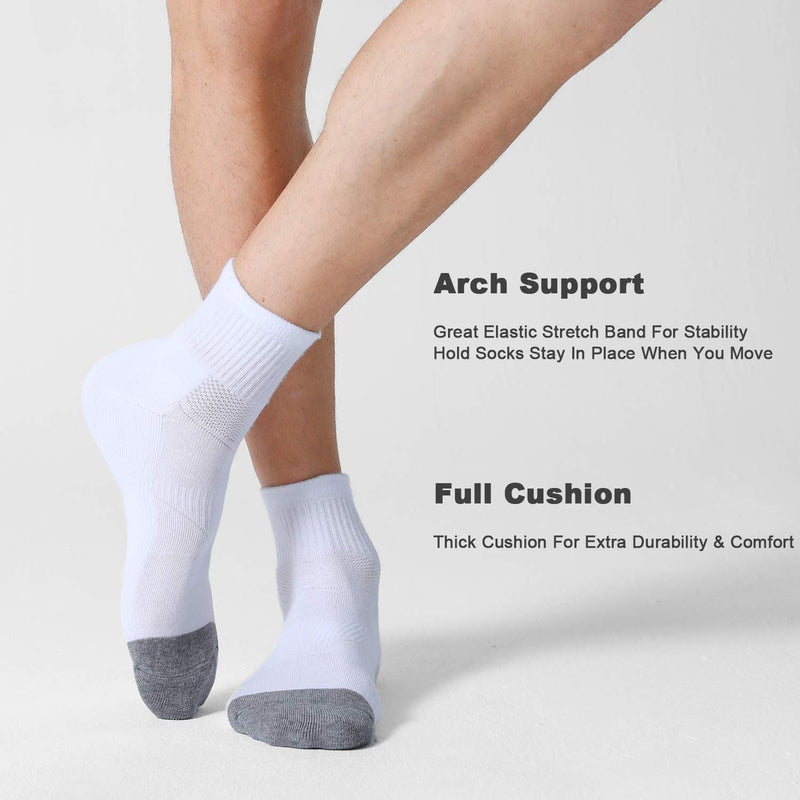 CelerSport 6 Pack Men's Ankle Socks with Cushion Athletic Running Socks White 12-15 - BeesActive Australia