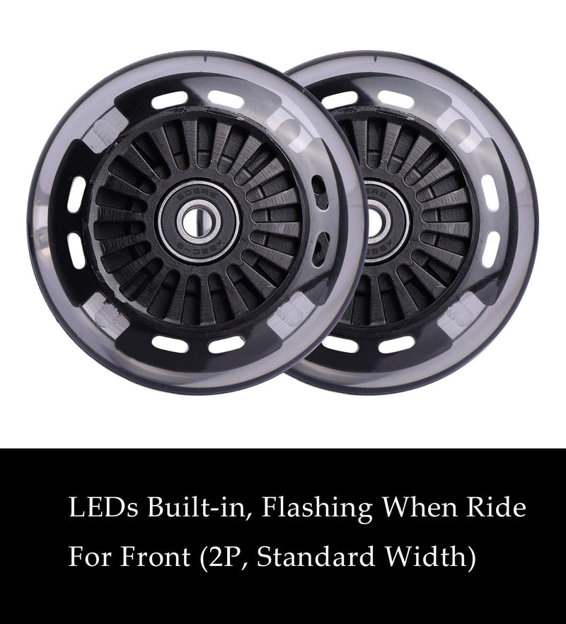 WHEELGOO Wiggle Car Polyurethane Replacement Wheels Set (Front,2P Light Up), Swing Car Tires Pack (Rear,2P Narrower) Upgrade for Original Plasma Car, Lil Rider, Ride-on Toys Black - BeesActive Australia