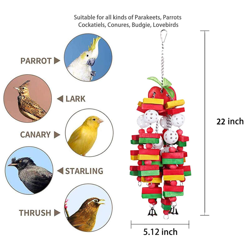 MQ Bird Parrot Toys with Nature Wood Bird Chewing Toys for Medium and Large Birds, Best Toys for African Grey, Parakeets, Amazon Parrots, Finch, Budgie, Cockatiels, Conures and Love Birds. Wooden Apple - BeesActive Australia