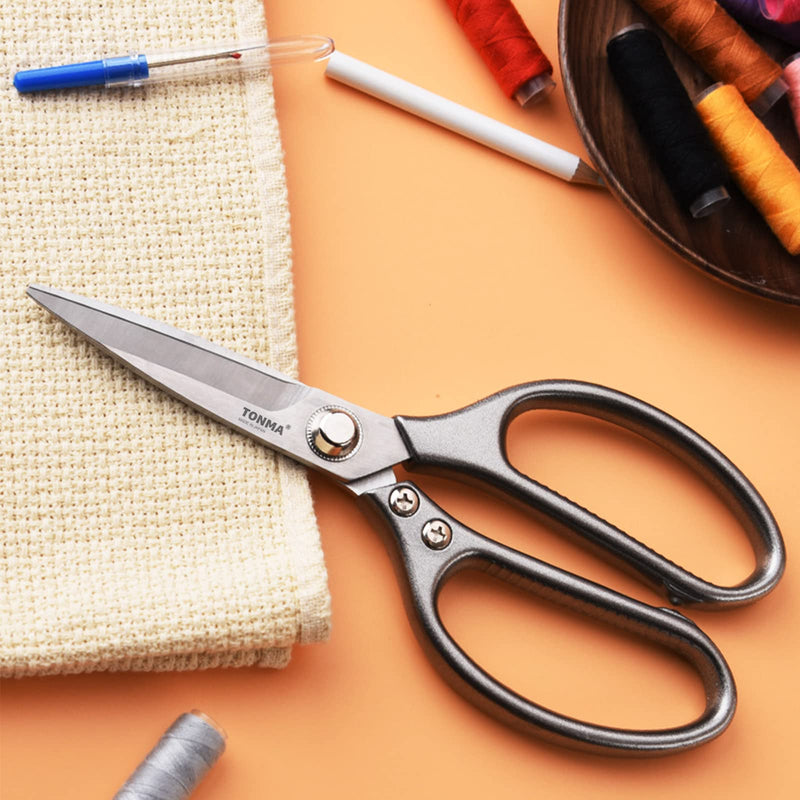 TONMA Kitchen Scissors All-Purpose [Made in Japan], Industrial Grade Poultry Shears Heavy Duty with Ergonomic Handles, Ideal for Meat, Chicken, Fish, Seafood, Herbs, Vegetable, Fabric, Leather Silver - BeesActive Australia
