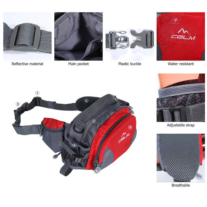 [AUSTRALIA] - Hiking Fanny Pack with Water Bottle Holder for Men Women Waist Bag Running Waist Pack Running Belt Lumbar Pack Waterproof for Outdoor Travel Cycling Climbing Walking for iPhone iPod Samsung Phones Red Red0003 
