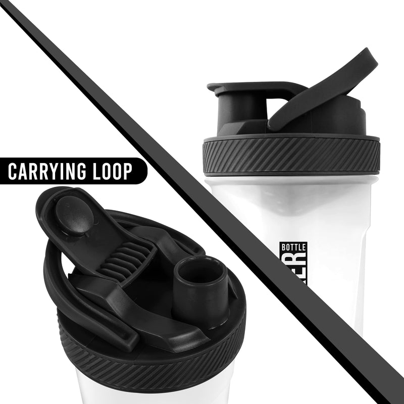 KICHLY (Set of 2 Classic Protein Shaker Bottle (700 ml) with Protein Shaker Ball - Non-Leak Cap with Container for Protein Shakes – Perfect Fitness & Workout Partner (Black & Clear) Black & Clear - BeesActive Australia