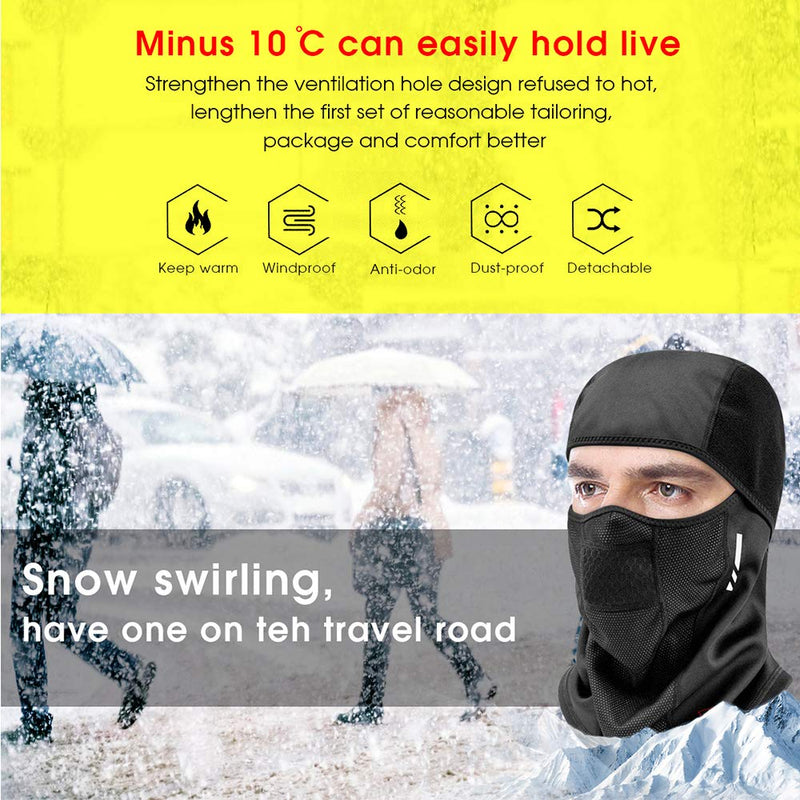 Ski Mask for Men Women Balaclava Face Mask Men Cold Weather Balaclava Warmer Windproof Hunting Cycling Motorcycle Neck Gaiter Warmer Winter Gear (Black) - BeesActive Australia