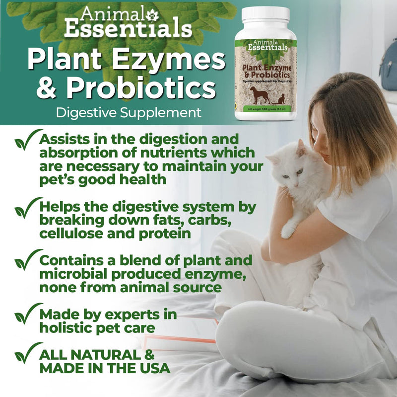 Animal Essentials Plant Enzyme & Probiotics Digestive Supplement for Dogs & Cats (Various Sizes) - Digestion Support 10.6 oz (300 grams) - BeesActive Australia