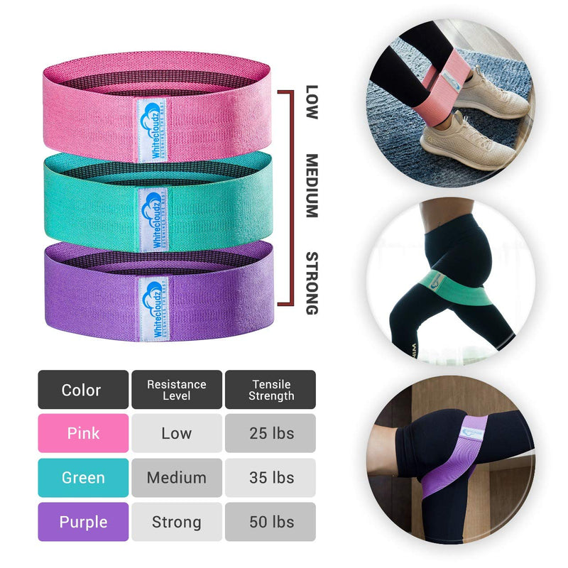 Booty Bands for Women, Non Slip Fabric Workout Resistance Bands for Women Butt and Legs, Glute Exercise Bands, Legs and Thigh Bands for Exercise, Set of 3 Fabric Workout Bands for Butt - BeesActive Australia
