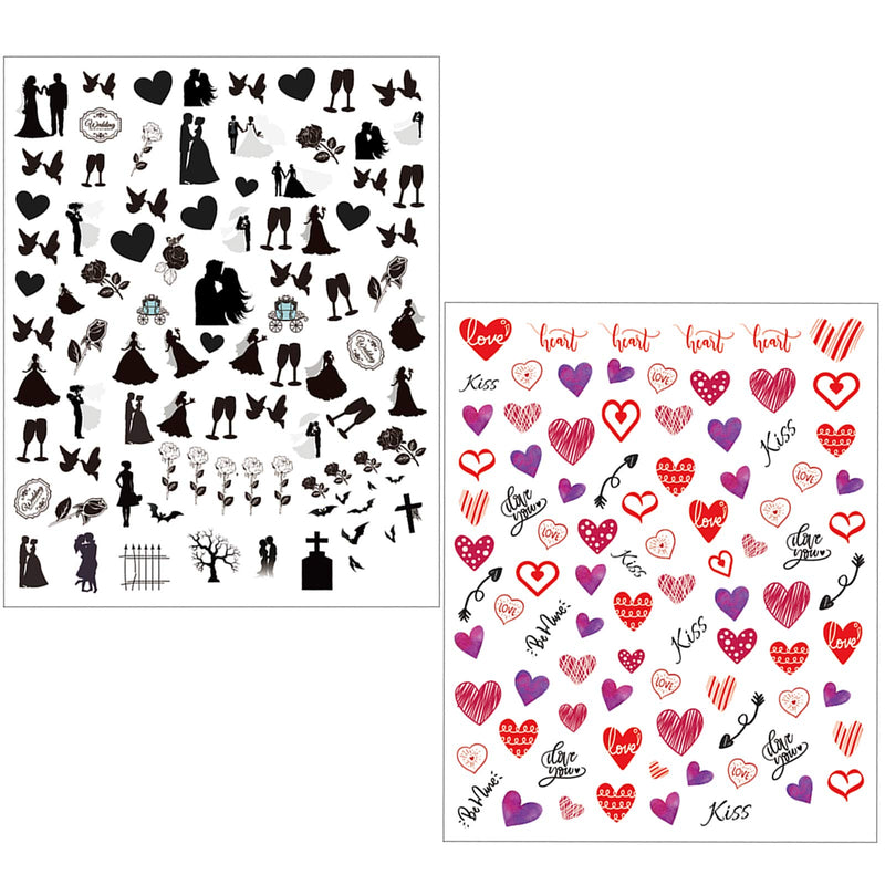 3D Valentine's Day Nail Art Stickers 7 Sheets Valentines Nail Art Accessories Decals Self-adhesive Sexy Lips Heart Love Cupid Designs Sticker for Women Girls Cool Nail Arts DIY Decorations - BeesActive Australia