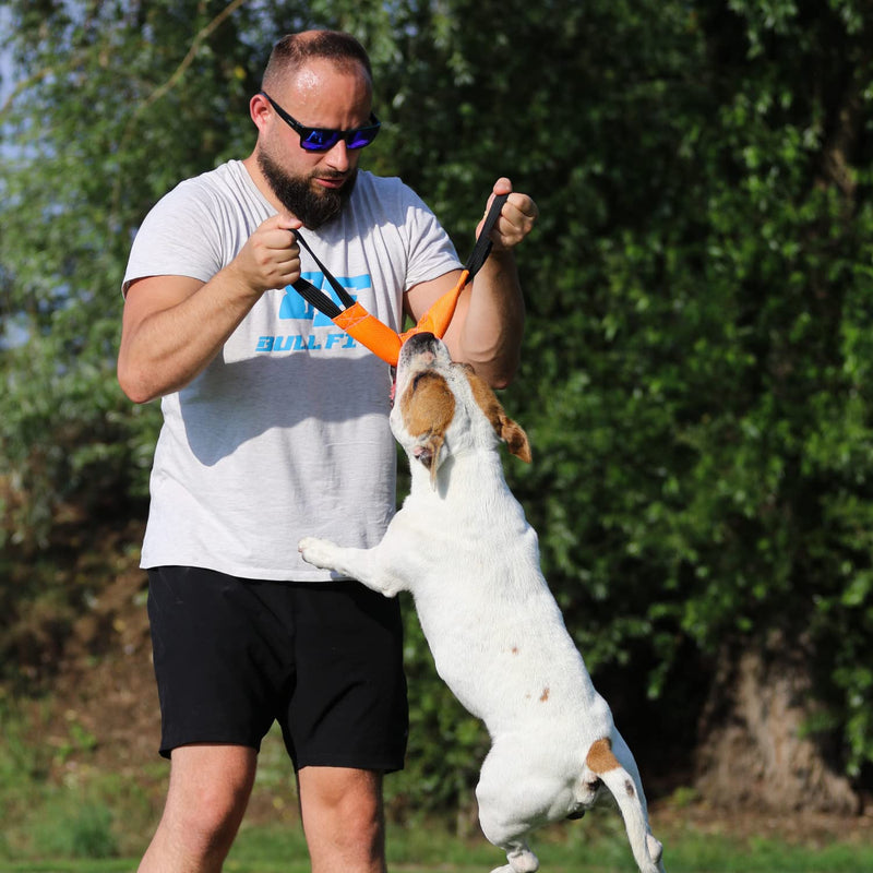 Bungee Dog Bite Tug Toy with 2 Strong Handles - Made of Durable & Tear-Resistant Fire Hose - Perfect for Tug of War, Fetch & Puppy K9 Training - Ideal Pull Toy for Medium to Large Dogs Orange - BeesActive Australia