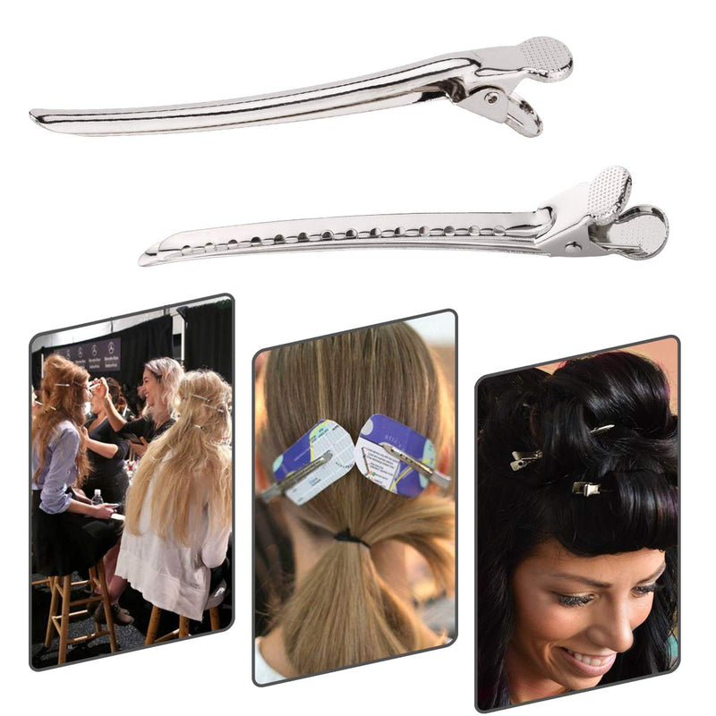 Crocodile Clips Hair, Metal Silver Styling Hair Clips, with Holes Professional for Salon and Women Duckbill Sectioning Hair Clip - BeesActive Australia