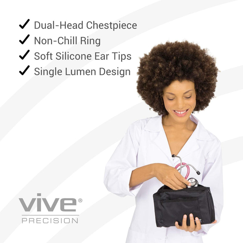 Vive Precision Dualhead Stethoscope - Dual Head Diaphragm Bell for Nurses, ER, Cardiology, Veterinary (Pink) Pink - BeesActive Australia