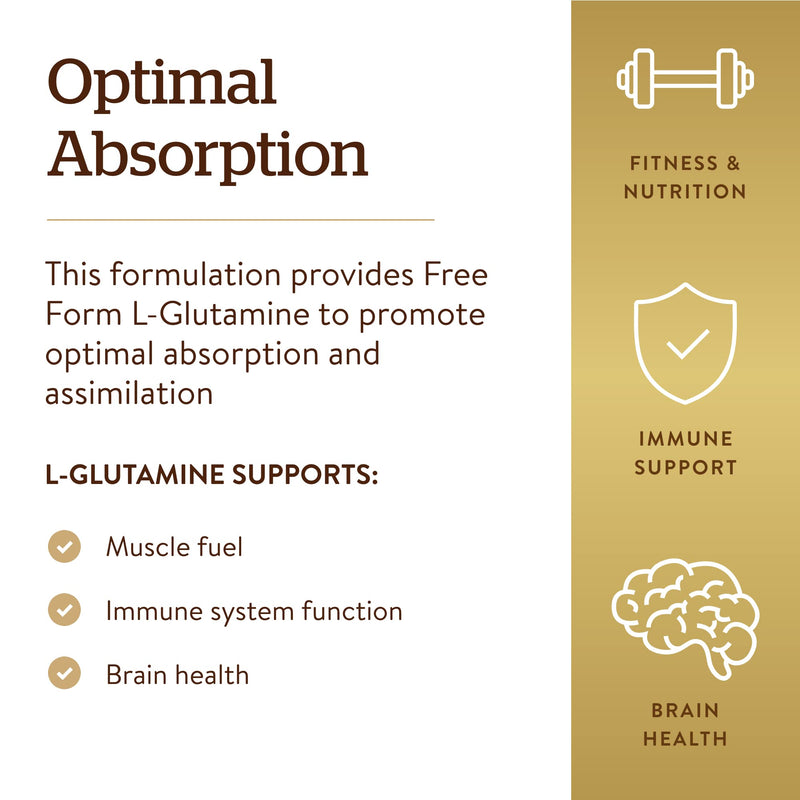 Solgar L-Glutamine 1000 mg Tablets - Pack of 60 - Supports Muscle Function - For Active Lifestyles - Great Addition to Whey Powder - Vegan - BeesActive Australia