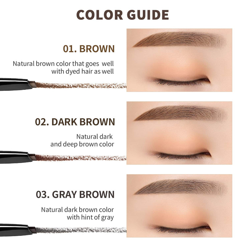 EGLIPS Natural Auto Eyebrow #02 Dark Brown, 0.1oz - Double-headed pencil, triangular tip+brush, waterproof, smudgeproof | eyebrow pencil | eyebrow makeup | eyebrow pen | eyebrow pencil dark brown 02 DARK BROWN - BeesActive Australia