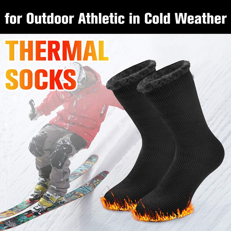 Winter Warm Thermal Socks for Men Women, Busy Socks Extra Thick Insulated Boot Heated Crew Socks For Extreme Cold Weather Small-Medium Black - BeesActive Australia