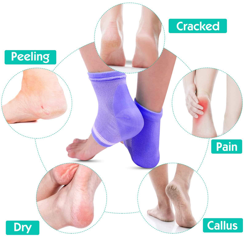 Selizo 6 Pairs Heel Moisturizing Socks Open Toe Socks Cracked Gel Heel Socks Foot Toeless Heel Repair Socks for Women Dry Hard Cracked Feet, 6 Colors - BeesActive Australia