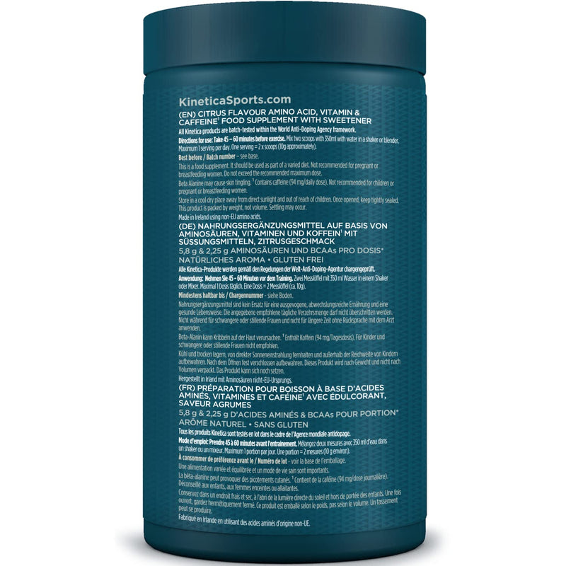 Kinetica PreFuel, Pre Workout, 5.7g Amino Acids & 2.2g BCAA's per Serving, 30 Servings, Citrus, 300g - BeesActive Australia