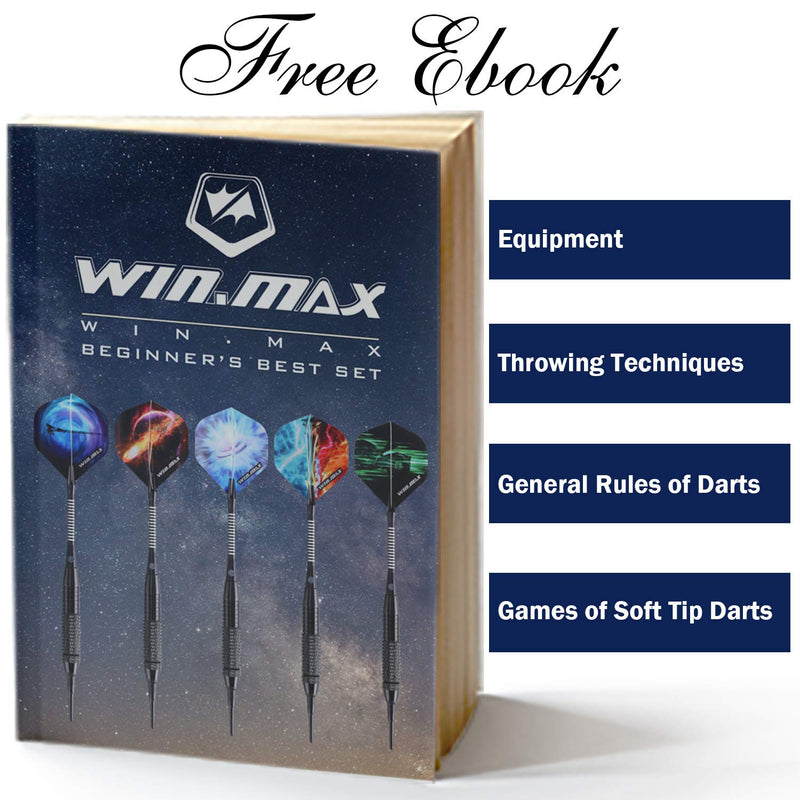 [AUSTRALIA] - WIN.MAX Darts Plastic Tip,Soft Tip Darts Set,12 Pcs 18 Gram with 100 Extra Dart Tips,12 Flights, Flight Protectors and Tool Kit for Electronic Dart Board 