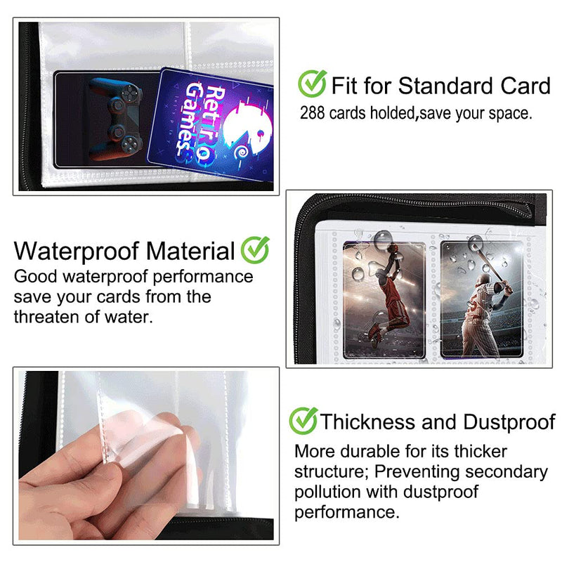 POKONBOY 288 Pockets Trading Card Storage Album Pages Card Collector Coin Holders Wallets Sleeves Card Binder Set Perfect for Skylanders, Top Trumps, Sports Cards - BeesActive Australia