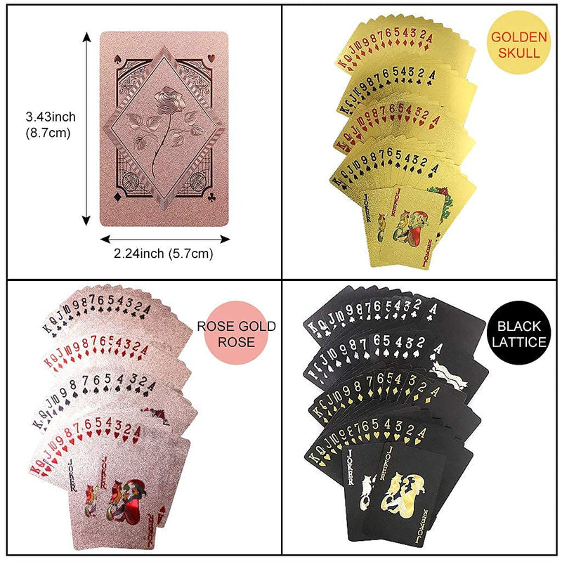 3 Decks Waterproof Playing Cards Plastic Deck of Playing Poker Cards Cool Black Rose Gold Playing Cards Themed Standard Playing Cards Waterproof Poker Cards Game Luxury Unique Playing Cards for Adults 3 Decks Playing Cards - BeesActive Australia