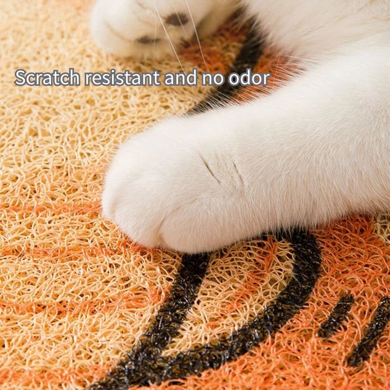 ENFILY 23.6x15in Pet Cats Litter Mat, Water Proof PVC Cute Feeding Mats, Non-Slip Pets Meal Eating Bowl Pad, Easy Clean Washable Pet Accessories Black kitten - BeesActive Australia