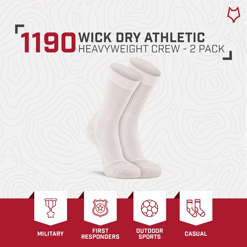Fox River Wick Dry Athletic Crew Socks Heavyweight Sports Socks for Men and Women with Comfort Cushioning (2 Pack) Large White - BeesActive Australia