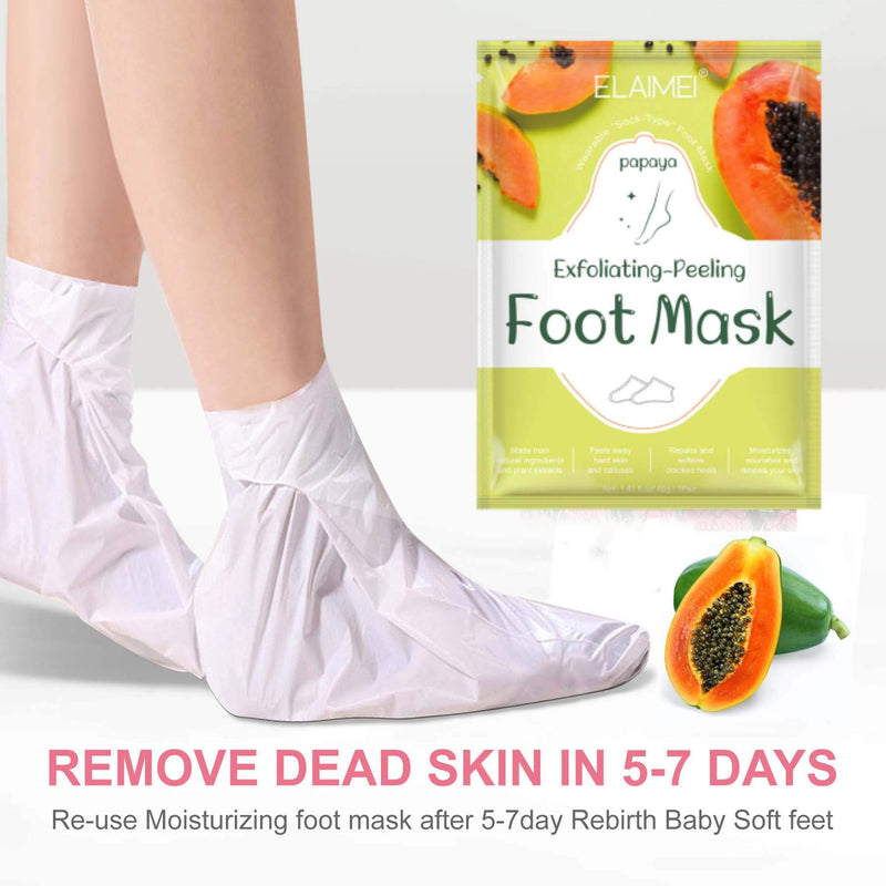 Foot Peel Mask,Exfoliating Foot Mask,Papaya Foot Peel Mask,Foot Peeling Mask,Peeling Away Foot Callus,Best Soultion For Dead Skin,Dry and Dough Skin,Hard Horny,Cracked Heel,Best Feet Care Product 3pcs - BeesActive Australia