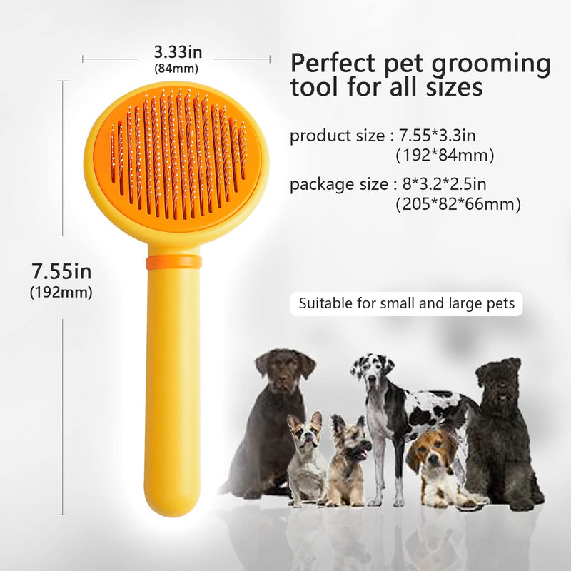 Cat Brush for Shedding,Cat Grooming Brushes for Dogs and Cats,Self-Cleaning Slicker Brush for Long or Short Hair,Pet Hair Brush Cat Comb for Removing Tangled and Loose Hair,Pet Massage-Self Cleaning(Chick) - BeesActive Australia
