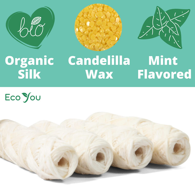EcoYou Natural Silk Dental Floss | 4 Refills Pack | Mint & Candelilla Wax | Organic, Biodegradable - BeesActive Australia