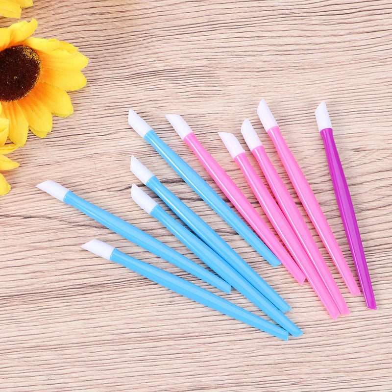 Lurrose 10pcs Nail Cuticle Pusher Rubber Cleaning Stick Dead Skin Cleaner Remover Exfoliating Scrub Nail Art Manicure Tool (Random Color) - BeesActive Australia