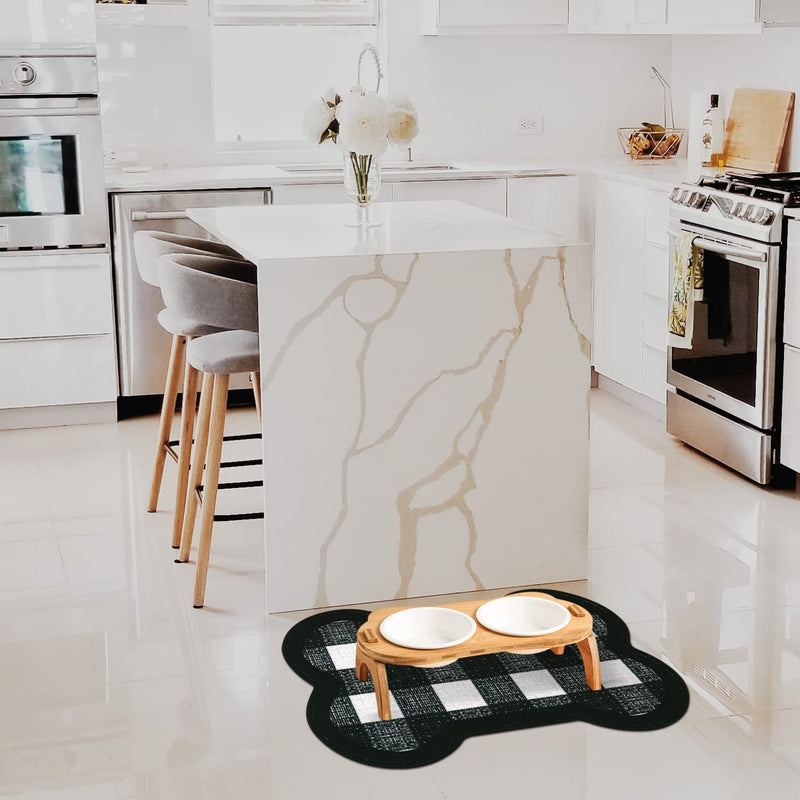 Yinuomo Non Slip Dog Food Mat, Waterproof Placemat for Cats Bowl and Water, Easy to Clean Absorbent Feeding Mats for Pet Dog Cat (Machine Washable), Large 16'' x 24'' Bone Shape - BeesActive Australia