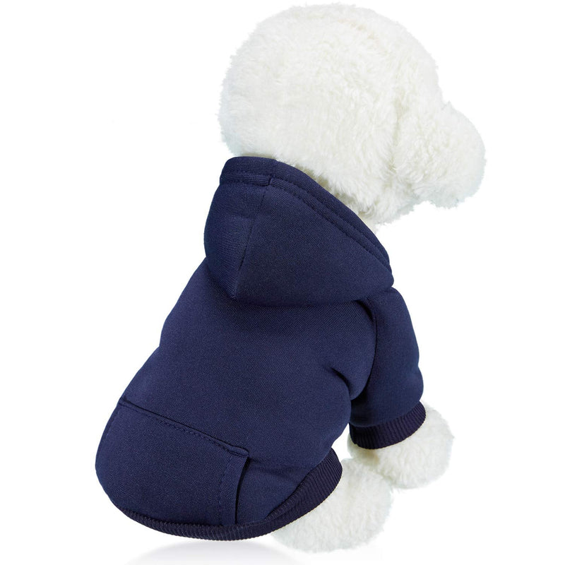 2 Pieces Winter Dog Hoodie Warm Small Dog Sweatshirts with Pocket Cotton Coat for Dogs Clothes Puppy Costume (M) Dark Blue, Wine Red Medium - BeesActive Australia