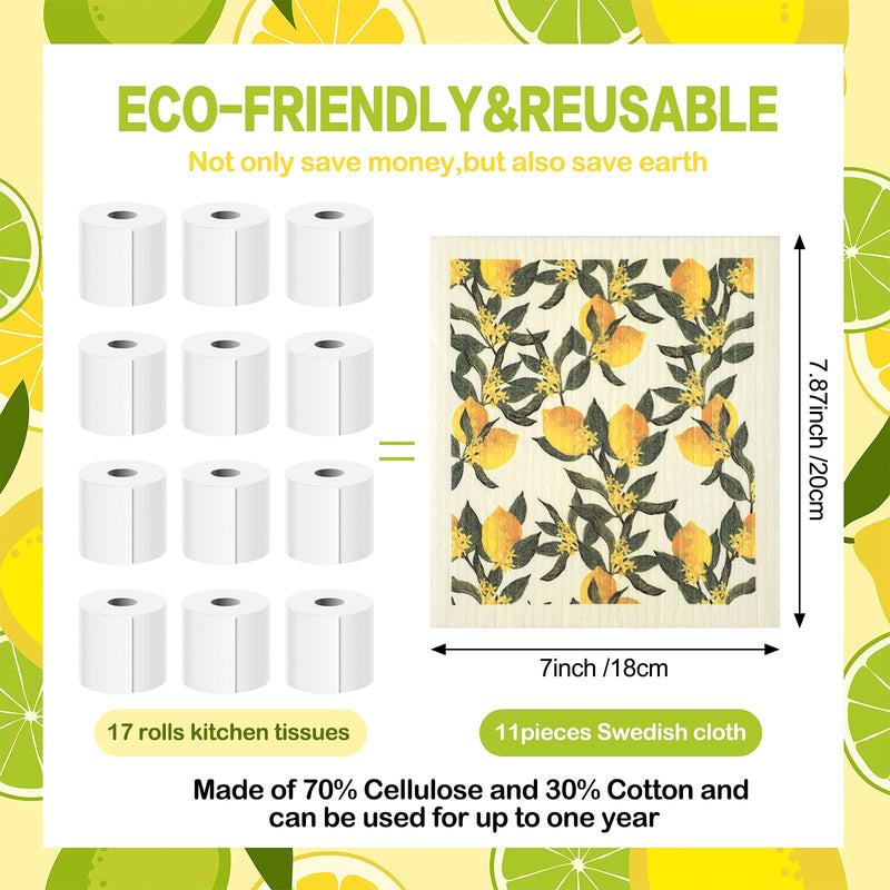 Patelai 6 Pieces Swedish Kitchen Dish Towels Kitchen Cloths Reusable Sponge Cleaning Cloths Absorbent Dish Cloth No Odor Hand Towel Quick Drying Washable Cleaning Wipes (Fruit Style) Fruit Style - BeesActive Australia