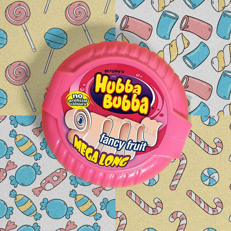 Hubba Bubba 2 x Snappy Strawberry & 2 x Fancy Fruits Mega Long Bubble Gum Tap Variety Pack 56g - Sold By VR Angel - BeesActive Australia