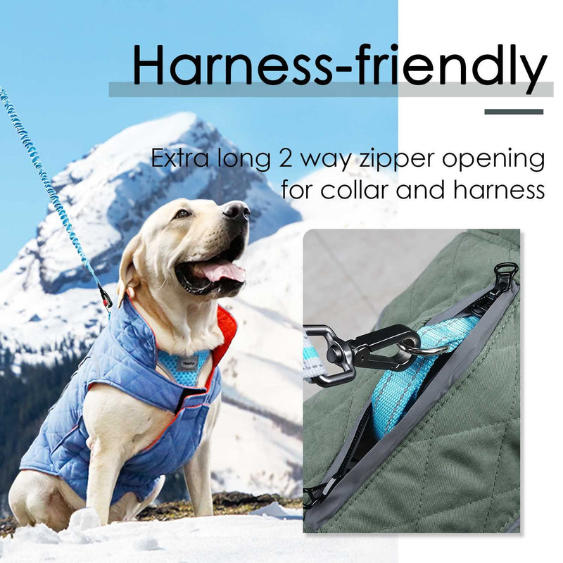 ThinkPet Dog Winter Cold Weather Coats - Cozy Waterproof Windproof Reversible Winter Dog Jacket, Thick Padded Warm Coat Reflective Vest Clothes for Puppy Small Medium Large Dogs M(Chest 18¾-20", Back 12" ) A-Green - BeesActive Australia