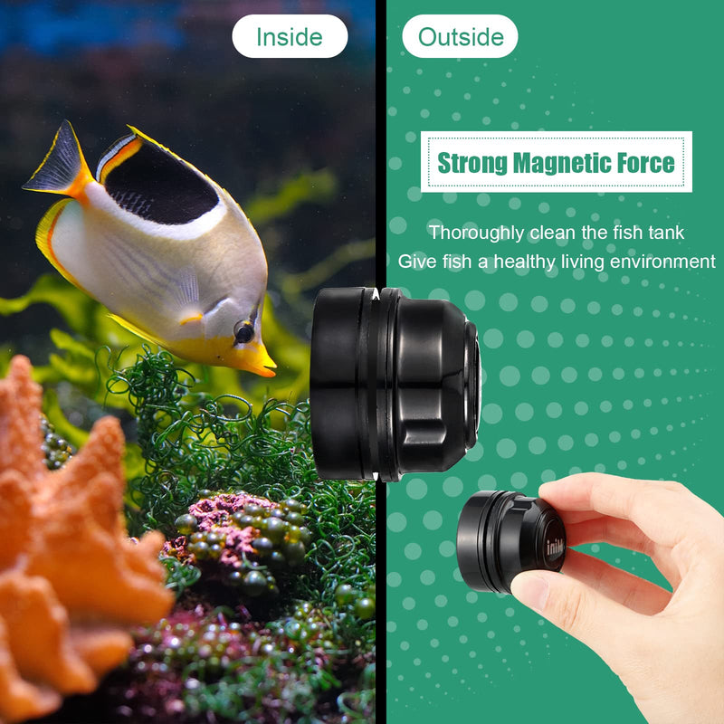Cunhill 2 Pieces Mini Aquarium Glass Cleaner Magnetic Algae Scraper Magnetic Glass Cleaner No Scratch Magnet Fish Tank Glass Cleaner Magnetic Brush for Small Fish Tank Glass and Acrylic Aquarium Black - BeesActive Australia