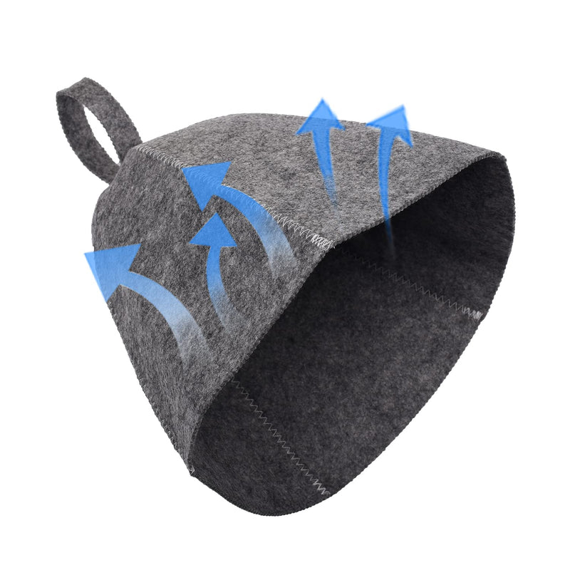 NAUZE 2Pcs Sauna Hair Felt Hat Sauna Accessories Shower Cap Hair Production Thermal Insulation Cap A Hat Used in The Sauna (Gray) Gray - BeesActive Australia