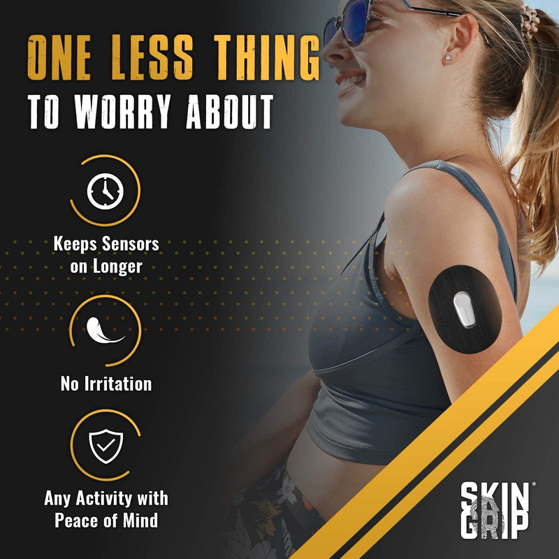 Skin Grip Adhesive Patches for Dexcom G6 CGM (20-Pack), Waterproof & Sweatproof for 10-14 Days, Pre-Cut Adhesive Tape, Continuous Glucose Monitor Protection(Black) Black - BeesActive Australia