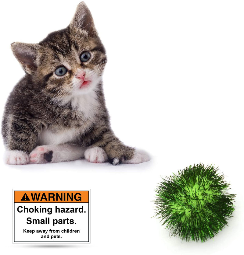 AUEAR, 2 Inch Sparkle Ball Shiny Tinsel Pom Poms Interactive Balls Cat for Kittens 12 Pack 4 Colors - BeesActive Australia