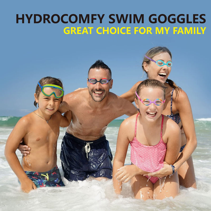 Kids Swim Goggles,Swim Goggles for Kids Adult, Swim Goggles with Fabric Strap - No Tangle Elastic, Pain Free Head Band 01 Jr Goggles-rainbow - BeesActive Australia