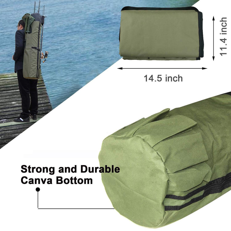 [AUSTRALIA] - Fishing Bag Fishing Rod Reel Case Carrier Holder Fishing Pole Storage Bags Fishing Gear Organizer Travel Carry Case Bag by Shaddock Khaki Green 