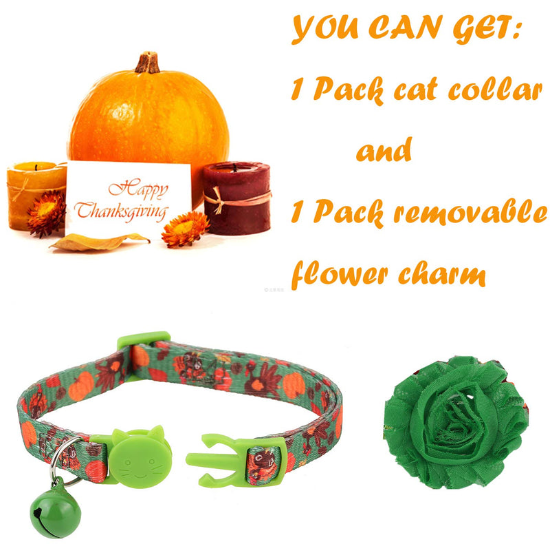 BoomBone Thanksgiving Cat Collar with Detachable Flowers,2 Pack Cute Kitten Collar Breakaway with Bell - BeesActive Australia