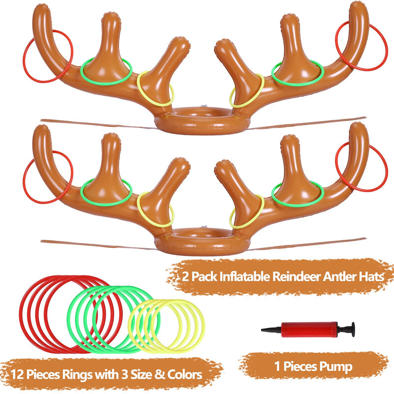 [AUSTRALIA] - Max Fun Christmas Party Game Antler Ring Toss Game Inflatable Reindeer Antler Ring Toss Game for Christmas Party Christmas Antler Ring Toss Game 