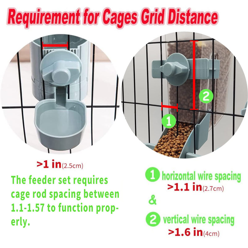 BNOSDM Rabbit Automatic Food Feeder and Water Dispenser Bunny Gravity Feeding Station Waterer Set Hanging Self-Dispensing Feeder for Ferret Guinea Pig Chinchilla Kitten Grey - BeesActive Australia