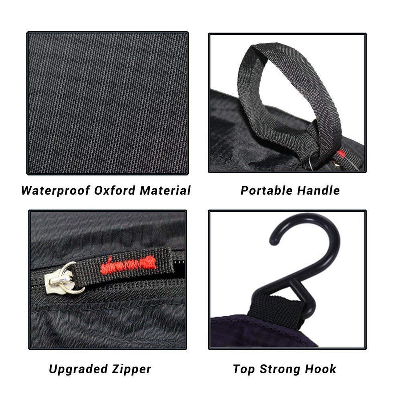 Hanging Toiletry Bag Waterproof, Jiemei Travel Wash Bag for Men & Women with 4 Compartments, Foldable Compact Size, Super Durable Fabric (M, Black) M - BeesActive Australia