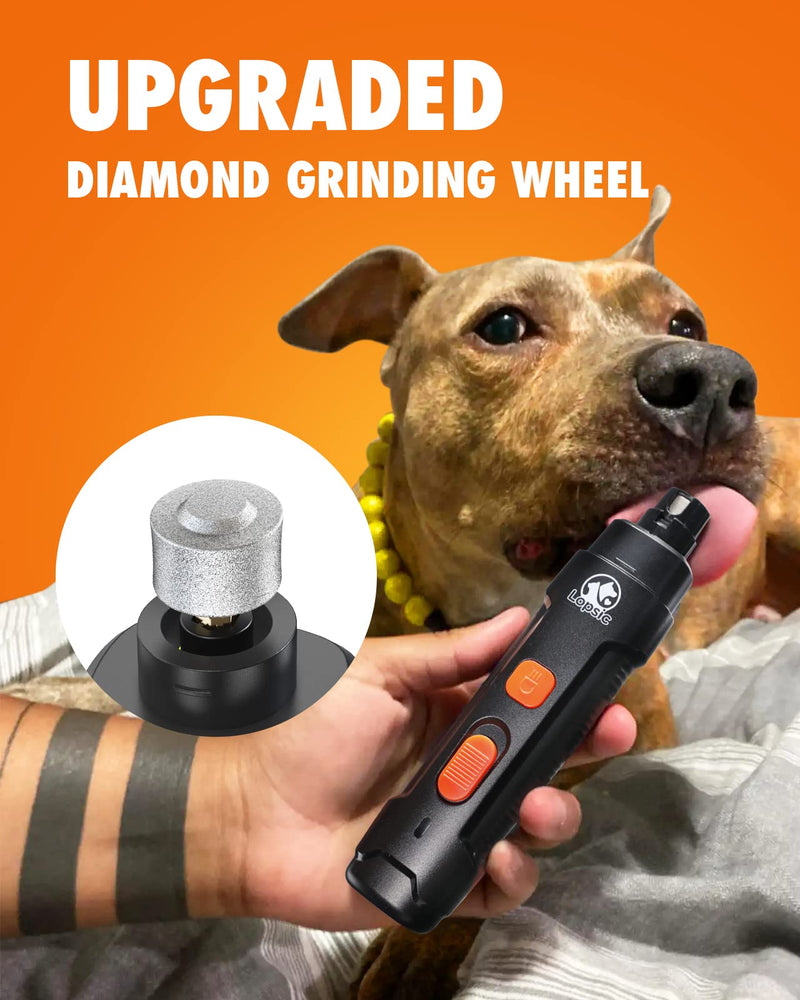 LOPSIC Dog Nail Grinder Upgraded Dog Nail Trimmers Clipper with LED Light and 2 Grinding Wheels, 2 Speed Rechargeable Electric Pet Nail Grinder Quiet Low Noise for Small Medium Large Dogs and Cats Black - BeesActive Australia